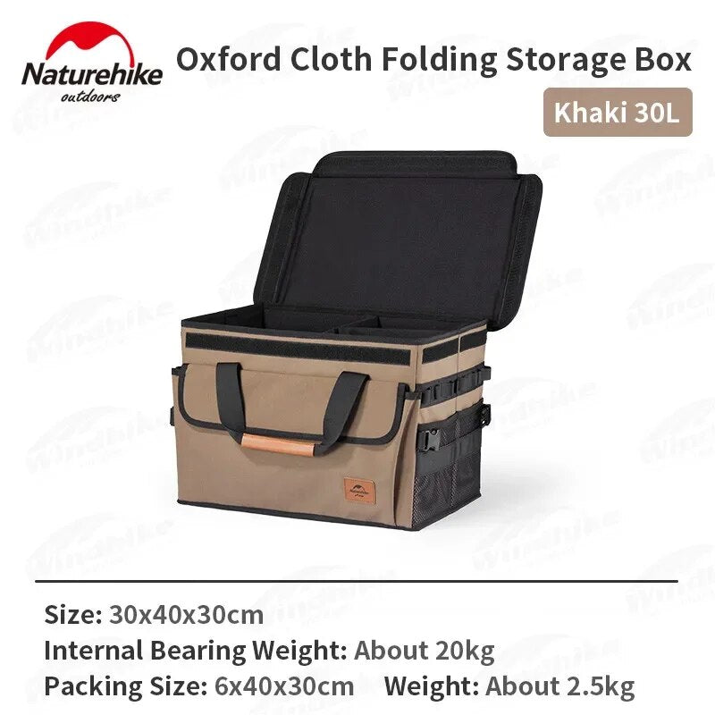 Naturehike Clothes Storage Folding Box 30L/60L Tool Cabinet Multiple Interlayer Tableware PE Cardboard Box Storage Equipment Camping Hiking Travel Oxford Cloth Heavy Duty Original Nature Hike