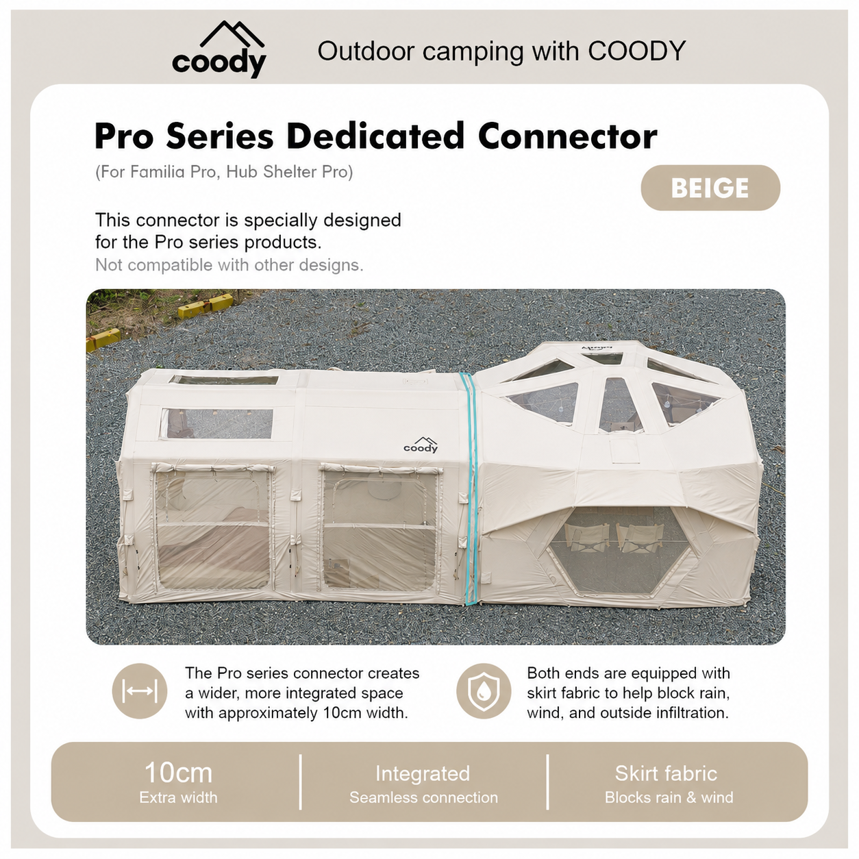 Coody PRO Tunnel Series Air Tent Connector For 10.0 / 17.2 PRO Tunnel And HUB Shelter PRO Tent Accessories Add-ons