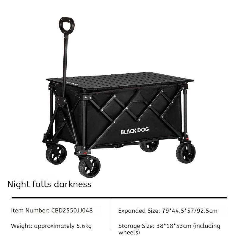 Blackdog HIGHLAND WAGON Camping Cart Portable Multipurpose Trolley with Table Board Carbon Steel Frame Double Layer 600D Oxford Cloth Fabric With Tabletop