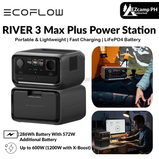 Ecoflow River 3 Max Plus Power Station Portable Home Battery Backup Charging 80% In 1 Hour 600W Up To 1200W With X-Boost Battery Backup