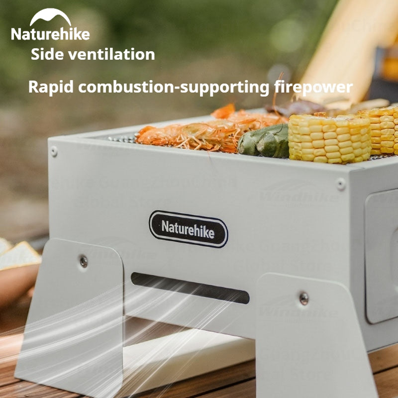 Naturehike Folding Charcoal Grill Outdoor Portable 1-2 Persons BBQ Desk Tabletop Stove Furnance Camping Picnic Barbecue Burner Cooking Grill Stand