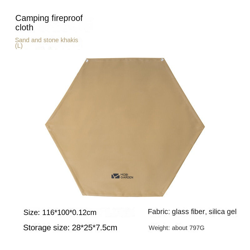 MOBI GARDEN Camping Fireproof Cloth Portable Multipurpose Silicone Coated Hexagon Flame Retardant Floor Mat 250℃ High Temperature Resistance Mattress