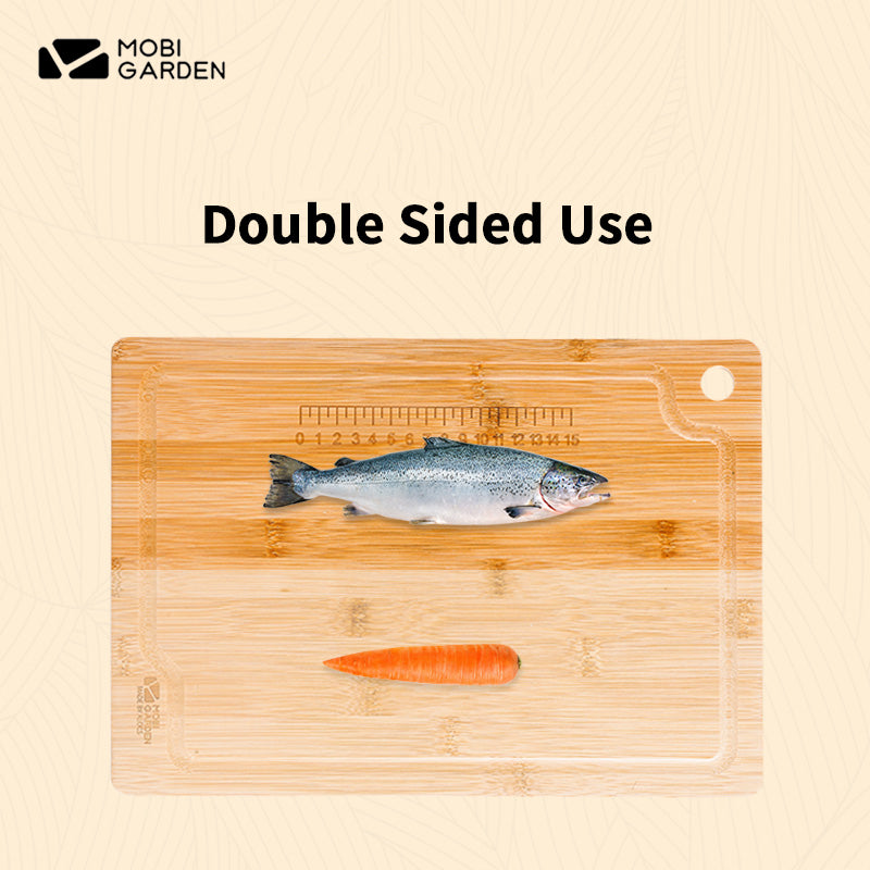 MOBI GARDEN Bamboo Cutting Board Portable Lightweight Multifunctional Solid Wood 12cm Thick Field Kitchen Outdoor Picnic Kitchenware Accessories