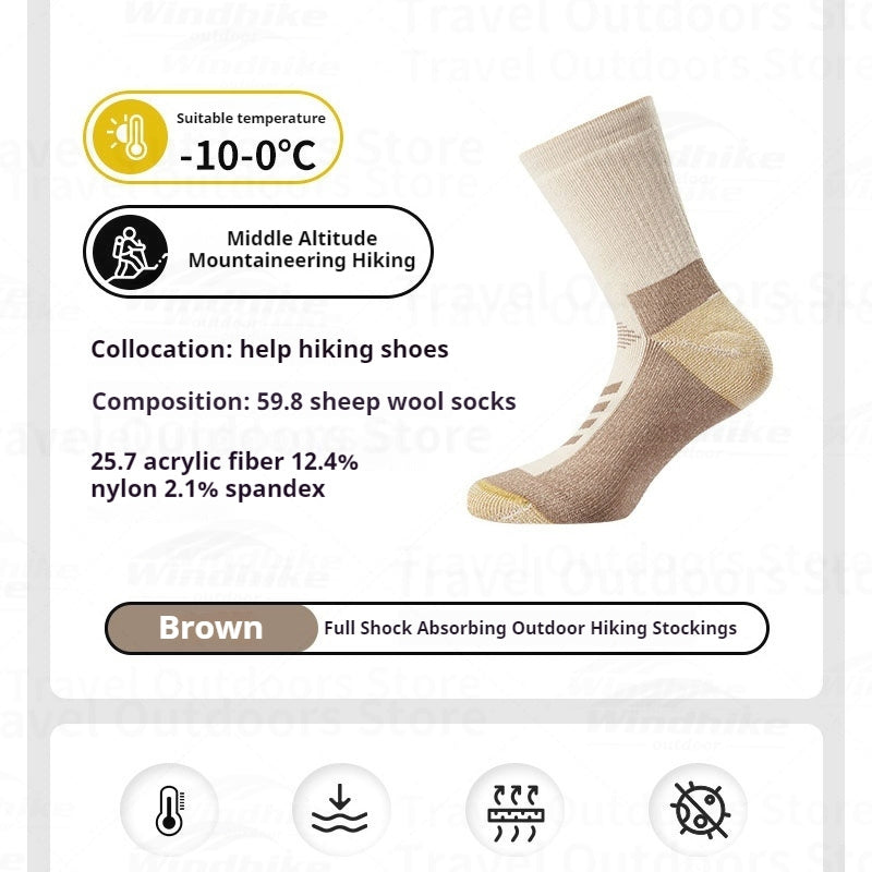 Naturehike Shock Absorbing Sports Socks Portable Breathable Warm Sheep Wool Camping Hiking Trekking Cycling Women Men's Socks