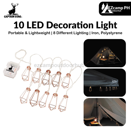 CAPTAIN STAG 10 LED Decoration Light Portable Strip LED Lantern String Lamp Atmosphere Ambient Lighting Outdoor Camping Tent Light 3.3m Waterproof