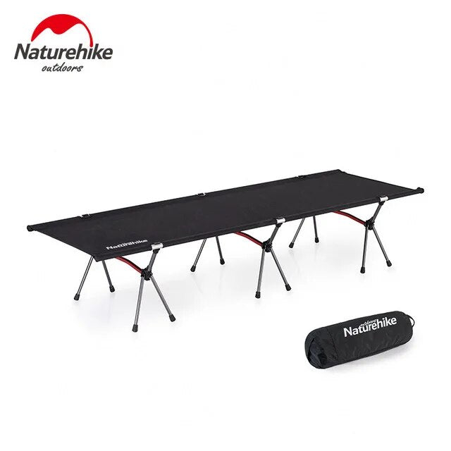 Naturehike High Low Adjustable Folding Bed Easy Assemble Sleeping Military Grade Cot Ultralight Heavy Duty Load up to 150kg Foldable with Storage Bag