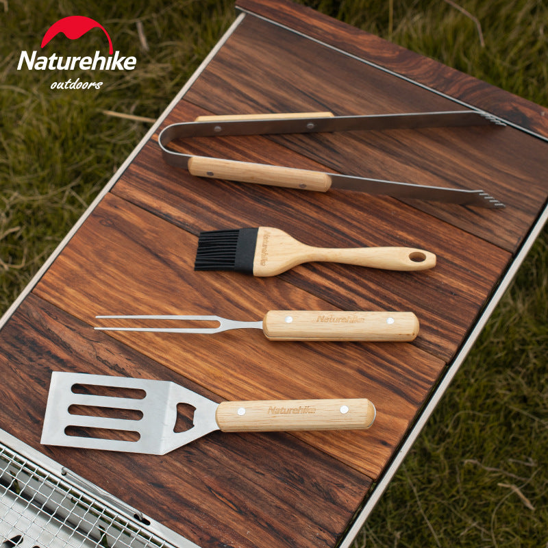 Naturehike Stainless Steel BBQ Grill Tool Utensil Set Spatula Fork Clip Charcoal Tong Oil Brush Outdoor Camping Picnic with Portable Storage Grilling