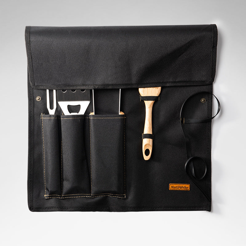 Naturehike Stainless Steel BBQ Grill Tool Utensil Set Spatula Fork Clip Charcoal Tong Oil Brush Outdoor Camping Picnic with Portable Storage Grilling