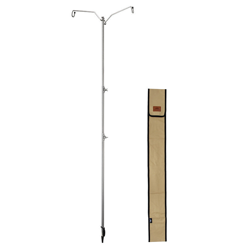 CAMPINGMOON D-240 / D-243 Stainless Steel Dual Lamp Post Camping Lantern Light Pole Adjustable Height 15kg Max Load Original with Optional Tripod