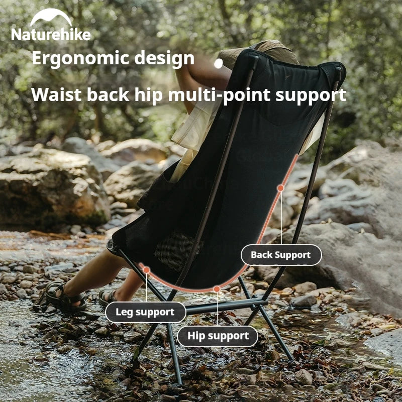 Naturehike STAR MOON Series L04 High Low Back Portable Camping Folding Moon Chair Ultralight up to 150kg Max Load Outdoor STELLALUNA YL05 YL06