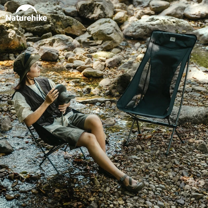 Naturehike STAR MOON Series L04 High Low Back Portable Camping Folding Moon Chair Ultralight up to 150kg Max Load Outdoor STELLALUNA YL05 YL06