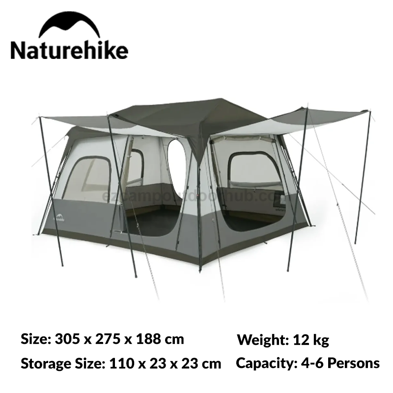 Naturehike CAPE 8.3 Fast Automatic Tent 8.3m² Interior Space Cabin Style 1 Bedroom 3 Door Tent for up to 4-6 Person Outdoor Camping Waterproof Windproof 60s Quick Build Auto Poles Nature Hike village