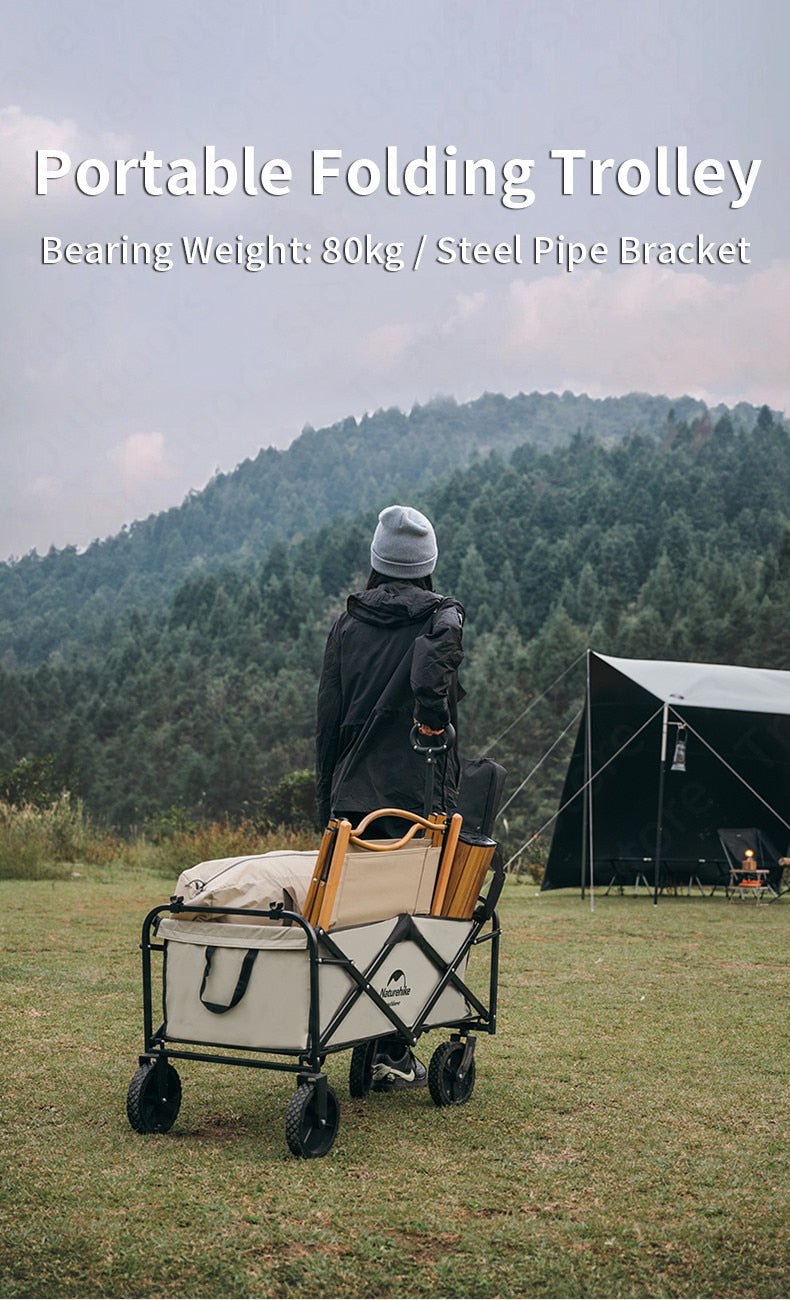 Naturehike Foldable Trolley Upgraded Multifunctional Carrying Light Trolley Carry Push Cart With Break Optional Tabletop 4 Wheel Utility Wagon Carrier