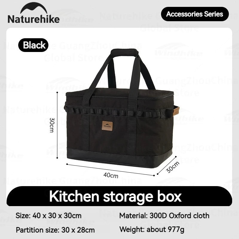 Naturehike PVC Storage Bag Outdoor Portable Lightweight Multipurpose 35L Picnic Toolbox Black Waterproof Kitchenware Storage Box Storage Box Camping
