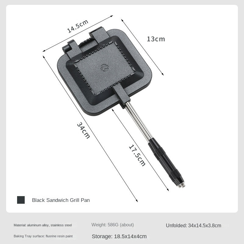 CAMPINGMOON TT-1315 Sandwich Frying Toaster Pan Bread Toast Equipment Aluminum Stainless Steel Split Detachable Non-Stick Double Sided Grill Pan