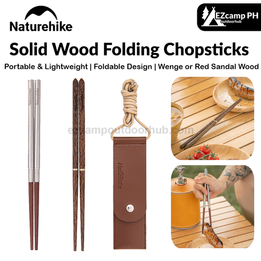 Naturehike Camping Chopsticks Solid Wooden and Stainless Steel 2 Section Wood Chop Stick Reusable Outdoor Chopstick with Case Tableware Utensil