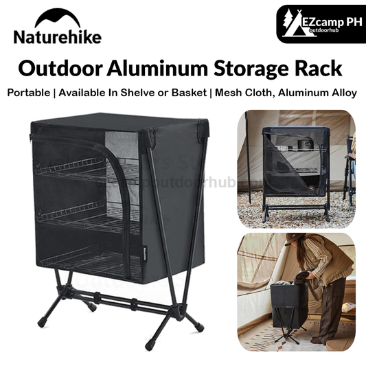 Naturehike Outdoor Aluminum Storage Rack Outdoor 3-Layer Folding Shelf / Dirty Clothes Basket Hamper Waterproof Kitchen Equipment Utensil Rack Shelves