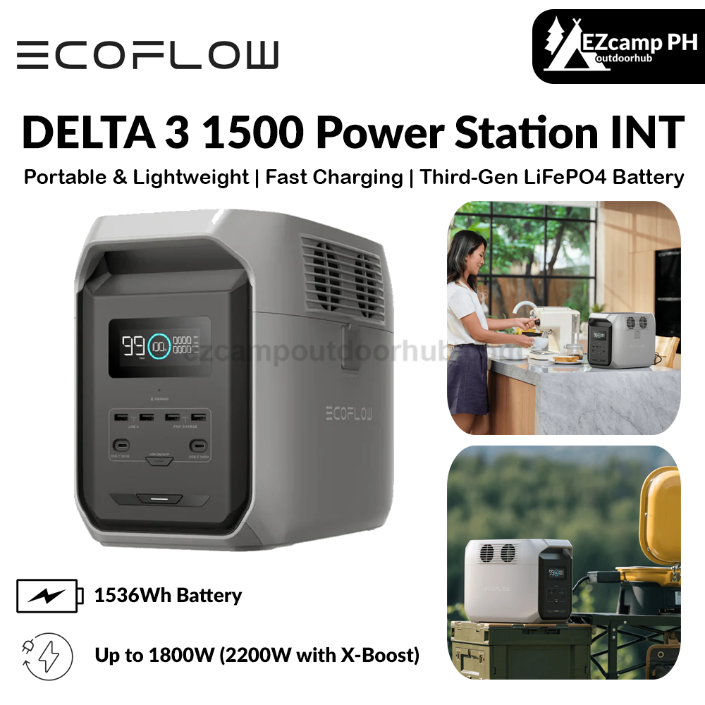 Ecoflow DELTA 3 1500 Power Station INT Portable Home Battery Backup Charging 100% In 1.5 Hours 1800W Up To 2200W With X-Boost Energy Storage