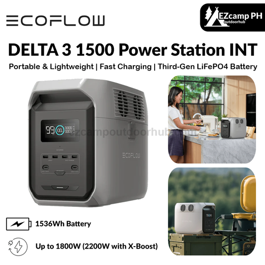 Ecoflow DELTA 3 1500 Power Station INT Portable Home Battery Backup Charging 100% In 1.5 Hours 1800W Up To 2200W With X-Boost Energy Storage