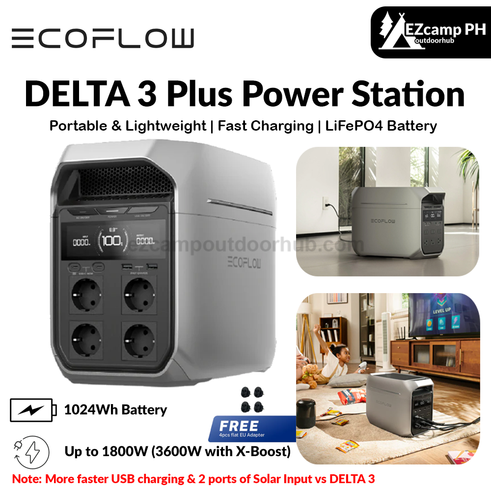 Ecoflow DELTA 3 Plus Power Station Home Battery Backup Faster USB charging & 2 ports of Solar Input 1800W Up To 3600W With X-Boost Energy Storage