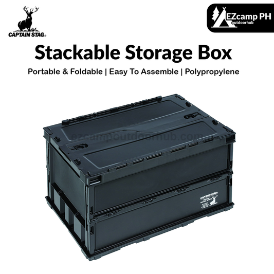CAPTAIN STAG PP Stackable Storage Box Portable Lightweight Foldable 20L 50L CS Black Label FD Folding Container Organizer Outdoor Camping Travel