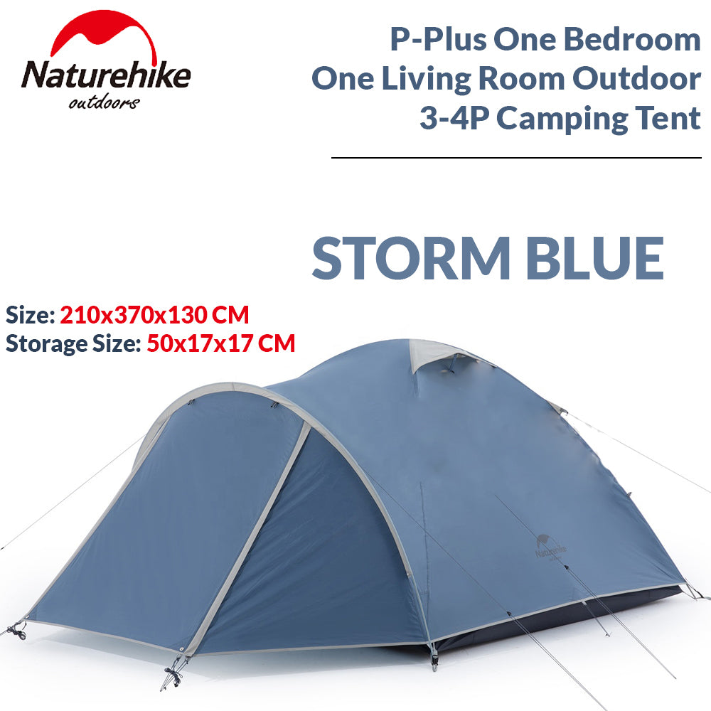 Naturehike P-Plus Professional Series Tent Portable Foldable 3-4 Persons Shelter One Bedroom One Living Room Outdoor Camping Tent Waterproof Windproof