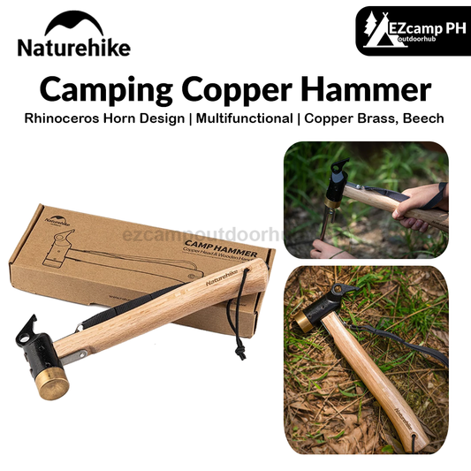 Naturehike Camping Copper Hammer Premium Multi Functional Solid Wood Handle Material Tent Peg Nail Stakes Pull Camp Tool Set Nature Hike Martilyo Heavy Duty