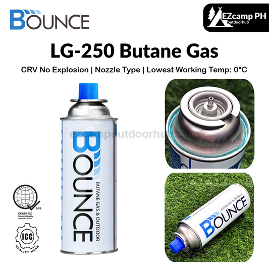 Brand New BOUNCE Butane Gas LG-250 Magnetic With ICC Certified ICC Safety Seal Cassette Stove Fuel Nozzle Type CRV No Explosion Cartridge Canister