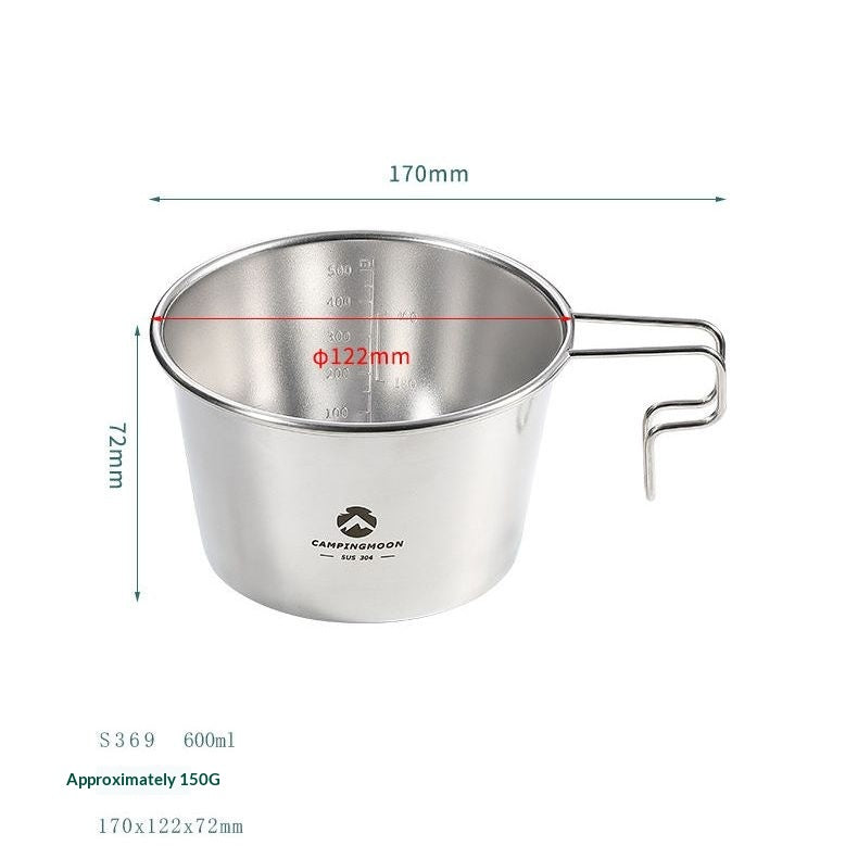CAMPINGMOON Stainless Steel Sierra Bowl Portable Lightweight Multi-Function Hanging Cup Tableware Cookware Utensil 310/450ml Outdoor Camping Hiking