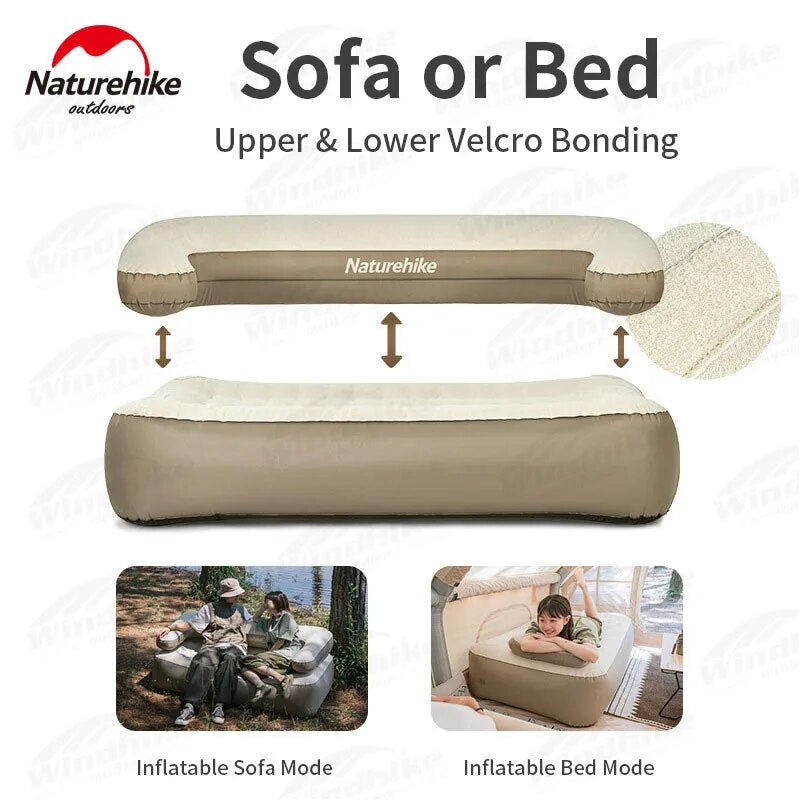 Naturehike Removable Backrest TPU Air Sofa Portable Lightweight Double Inflatable 2 Person Camping Bed Outdoor Mattress 200kg Max Load Multifunction