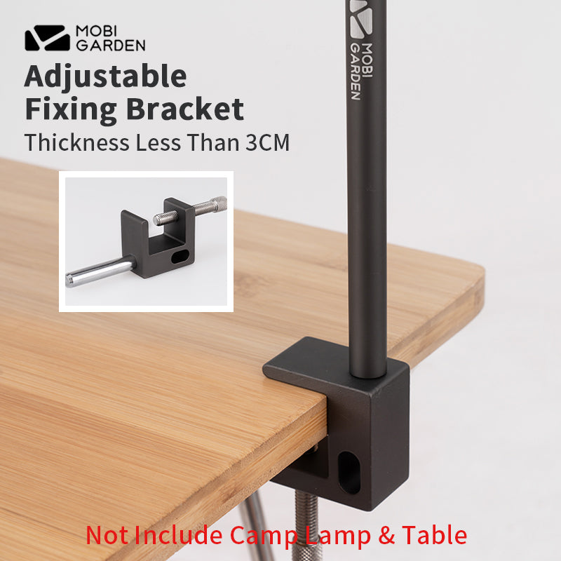 MOBI GARDEN Ultralight Folding Black Light Pole Outdoors Portable Lamp Shelf Aluminum Alloy Table Lighting Lamp Holder Bracket Hook Shelf Tent