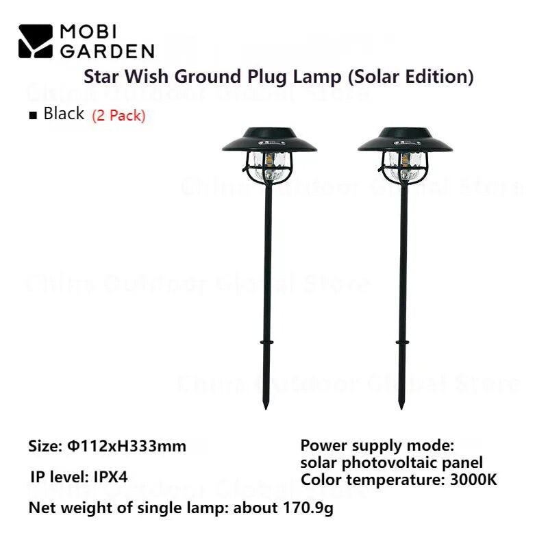 MOBI GARDEN Star Wish Ground Plug Lamp Atmosphere light Ultralight Portable Camping LED Light Outdoor IPX4 Waterproof Hanging Pendant Light Accessories Heavy Duty Original MobiGarden