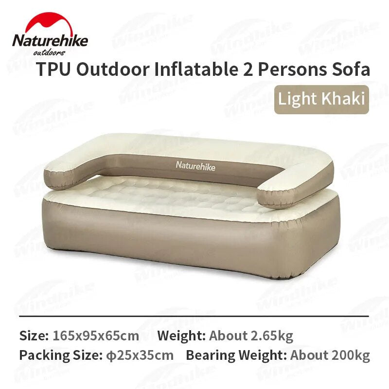 Naturehike Removable Backrest TPU Air Sofa Portable Lightweight Double Inflatable 2 Person Camping Bed Outdoor Mattress 200kg Max Load Multifunction