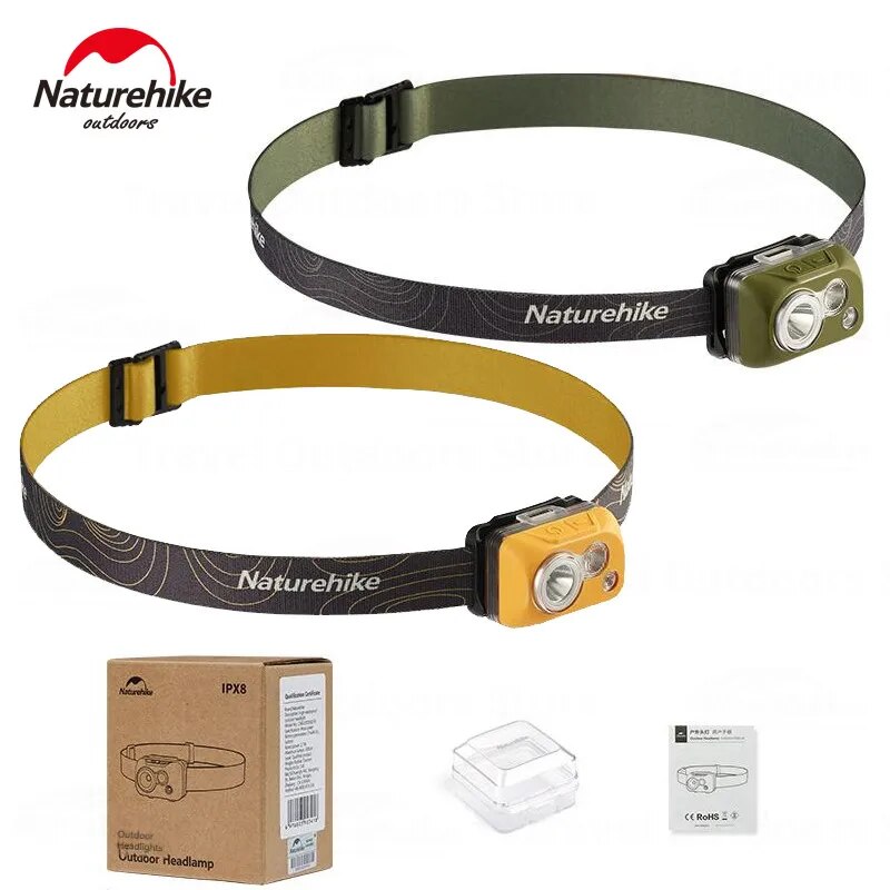 Naturehike LED Headlamp IP68 Waterproof Headlight Camping Head Lamp SOS Flashing Light Flashlight Outdoor Survival Hiking Tool 60° Degree Adjustable