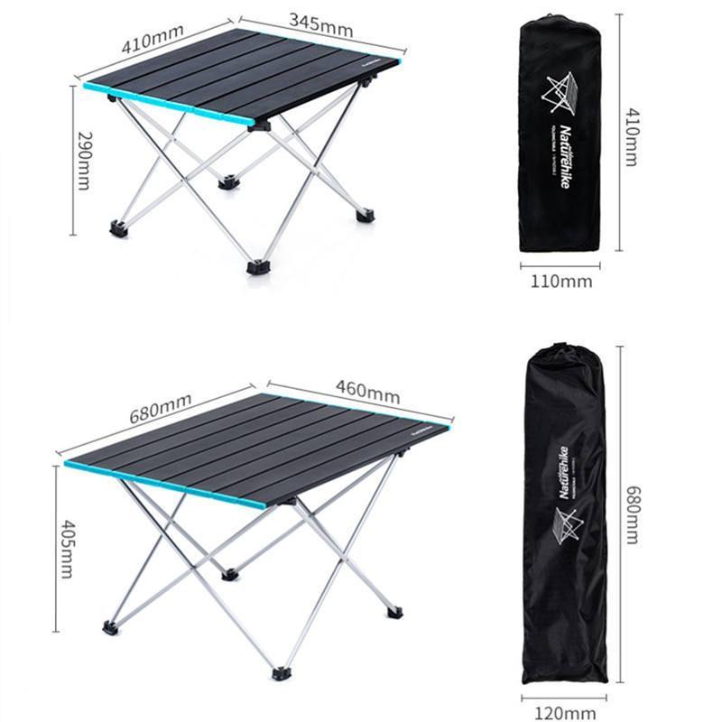 Naturehike FT08 Ultralight Camping Table Portable Folding Outdoor Aluminum Mini Small Large Foldable Camp Heavy Duty Hiking Backpacking Table