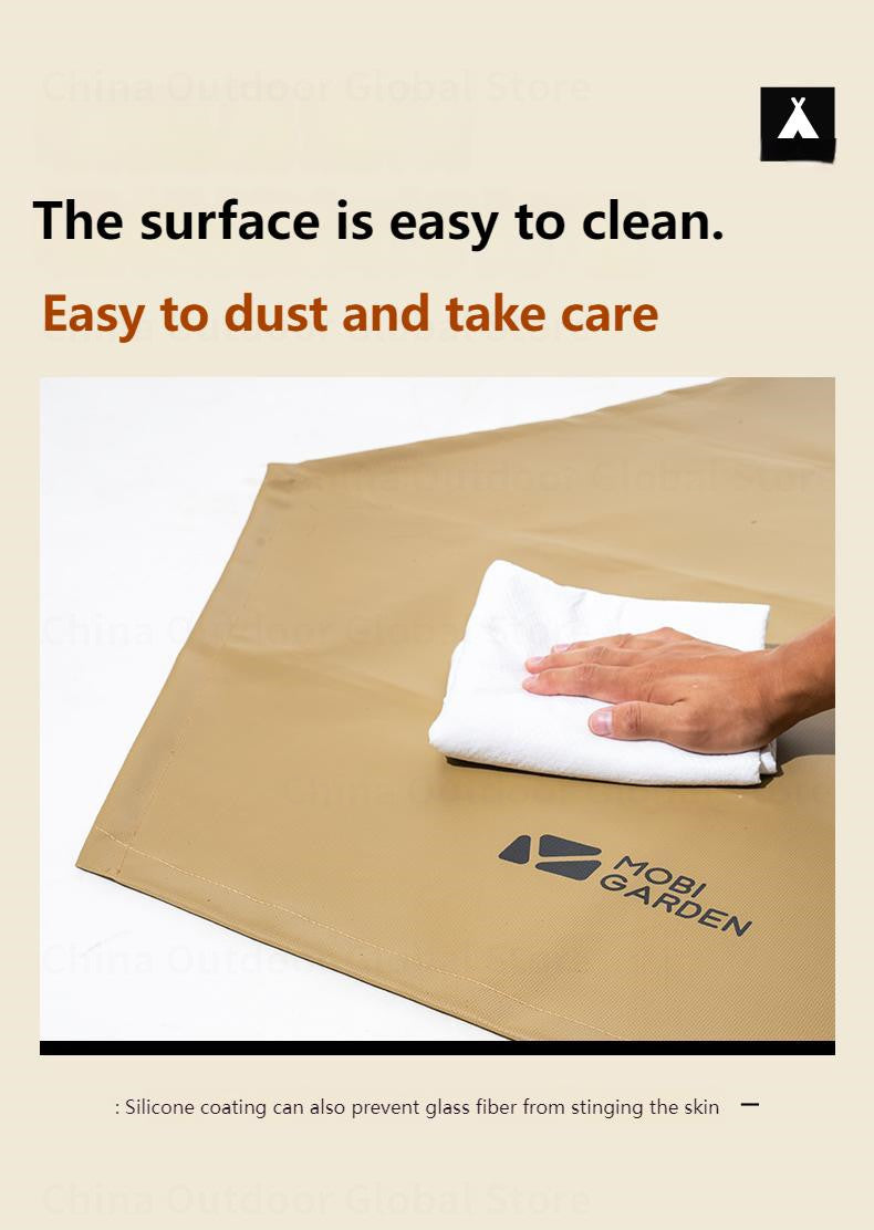 MOBI GARDEN Camping Fireproof Cloth Portable Multipurpose Silicone Coated Hexagon Flame Retardant Floor Mat 250℃ High Temperature Resistance Mattress