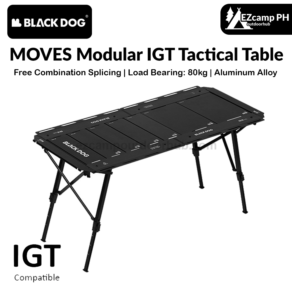 Blackdog MOVES Modular IGT Tactical Table Portable Black Folding Large Integrated Grill Table Up To 4.5 Units Of IGT Space Camping Kitchen BBQ Stove Table