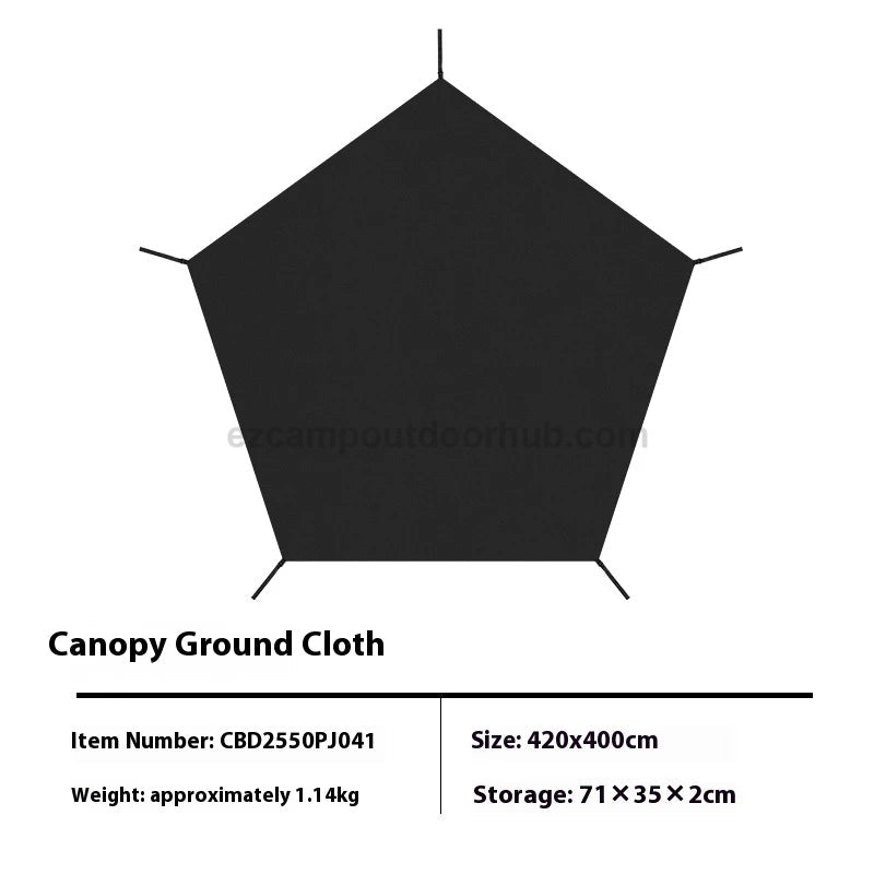 Blackdog STARRY DOME Pentagonal Canopy Hook Version Modular Automatic Quick Open Sunshade Self-Supporting Canopy Outdoor Camping Black Coated Vinyl