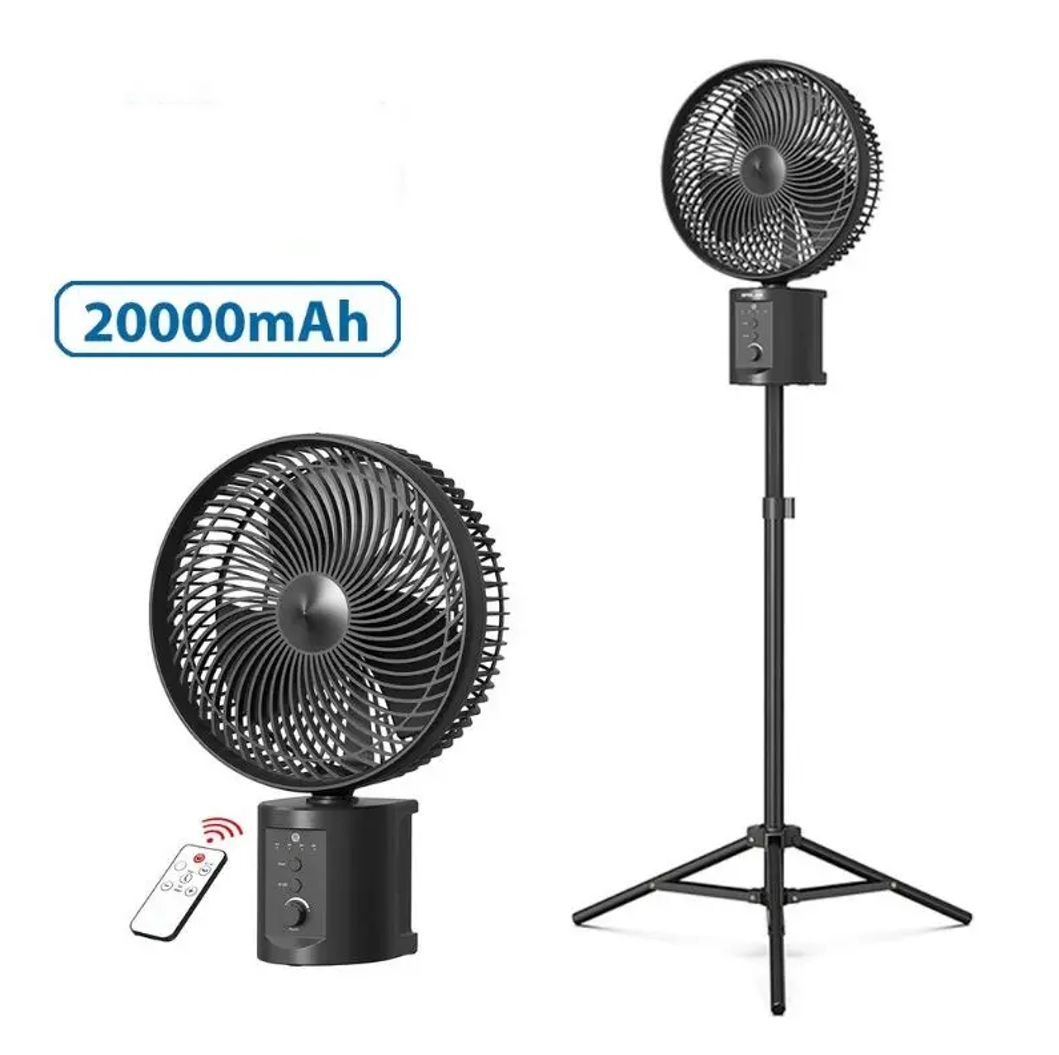 OPOLAR | ATEnge | ROCCIA Oscillating Rechargeable Fan w/Remote Super Strong 7 Speeds 2 in 1 Unique Design 20000mAh (2*10000mAh) 10 Inch Cordless Battery Operated Fan