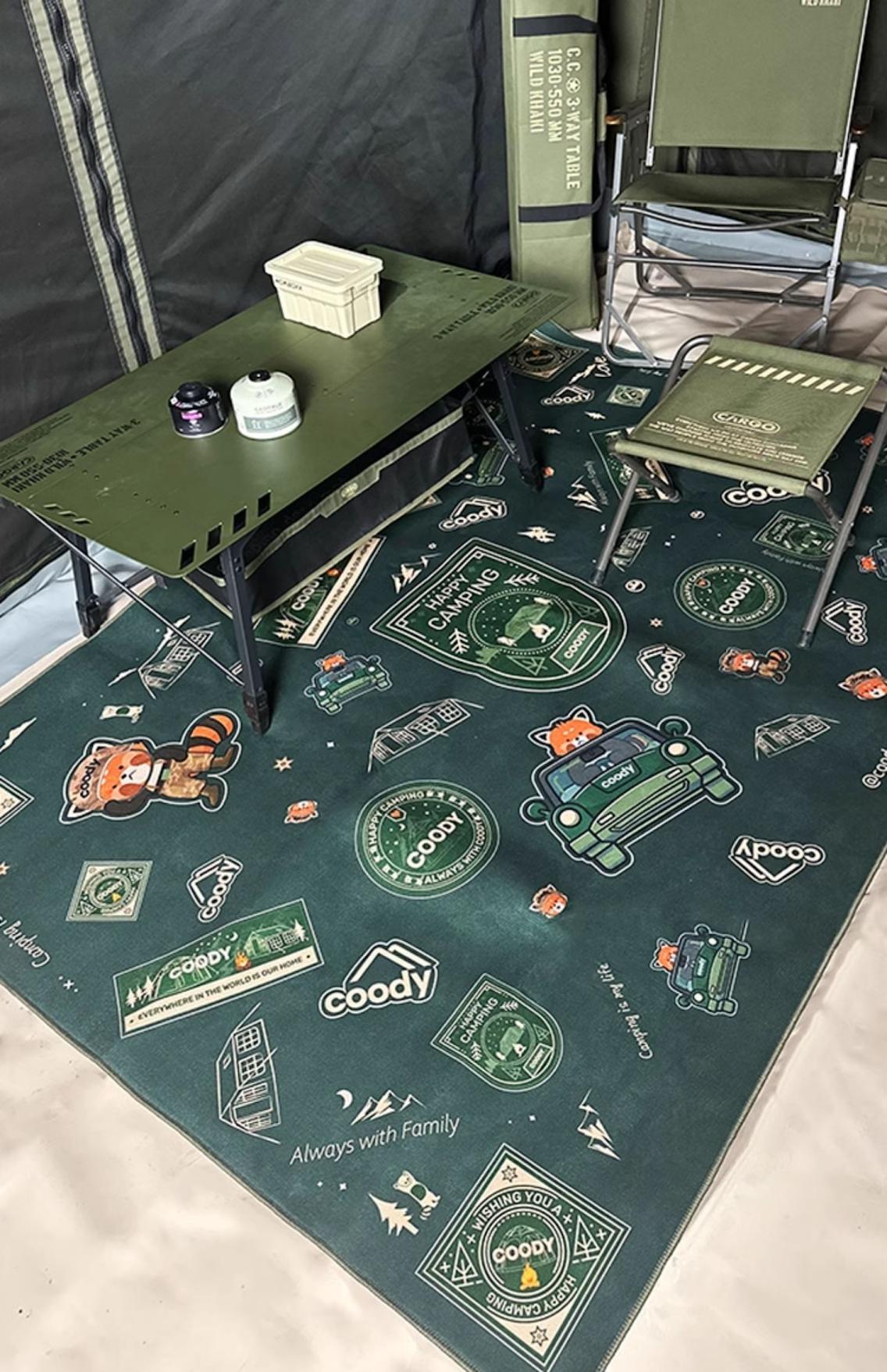 Coody Camping Deco Mat Portable Lightweight Multipurpose Thick Crystal Velvet Carpet Non-Slip Large Area Deco Antibacterial Bedside Machine Washable Floor Mat