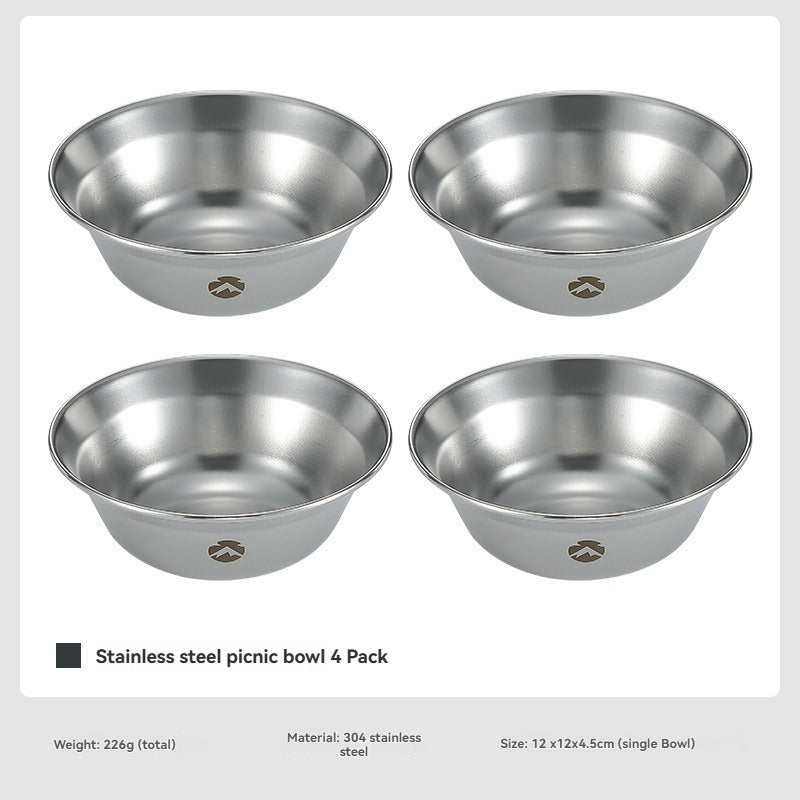Campingmoon Picnic Bowls Portable Lightweight Stainless Steel Camping Bowl Stackable Easy To Clean Anti-Corrosion Outdoor Camping Hiking