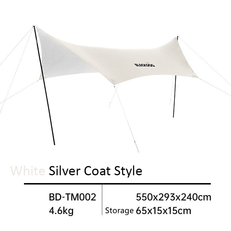 Blackdog TIMELESS Sky Curtain Black Canopy Tarp Awning Full Blackout Titanium Black Vinyl Coated Sunscreen Waterproof Outdoor Sunshade with 2 Poles