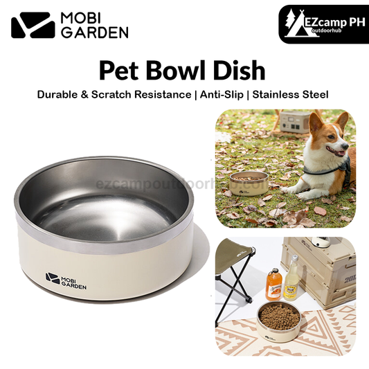 MOBI GARDEN Pet Bowl Dish Portable Lightweight Multipurpose Cat Dog Pet Food Bowl 304 Stainless Steel Anti-skid Tableware Water Basin Outdoor Camping