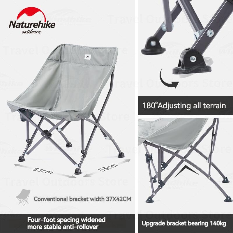 Naturehike STAR MOON Upgraded Folding Chair Outdoor Portable Lightweight Foldable Travel Fishing Seat Camping Chair Upgraded Version 1.1 Carbon Steel Alloy Up To 140kg Max Load 600D Oxford Hiking Picnic Travel Heavy Duty Original Nature Hike