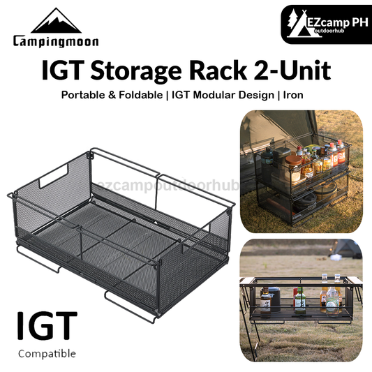 Campingmoon IGT Storage Rack 2-Unit Multipurpose Integrated Grill Table Stackable Rack Collapsible Outdoor Folding Desktop Storage Container CK-51BK