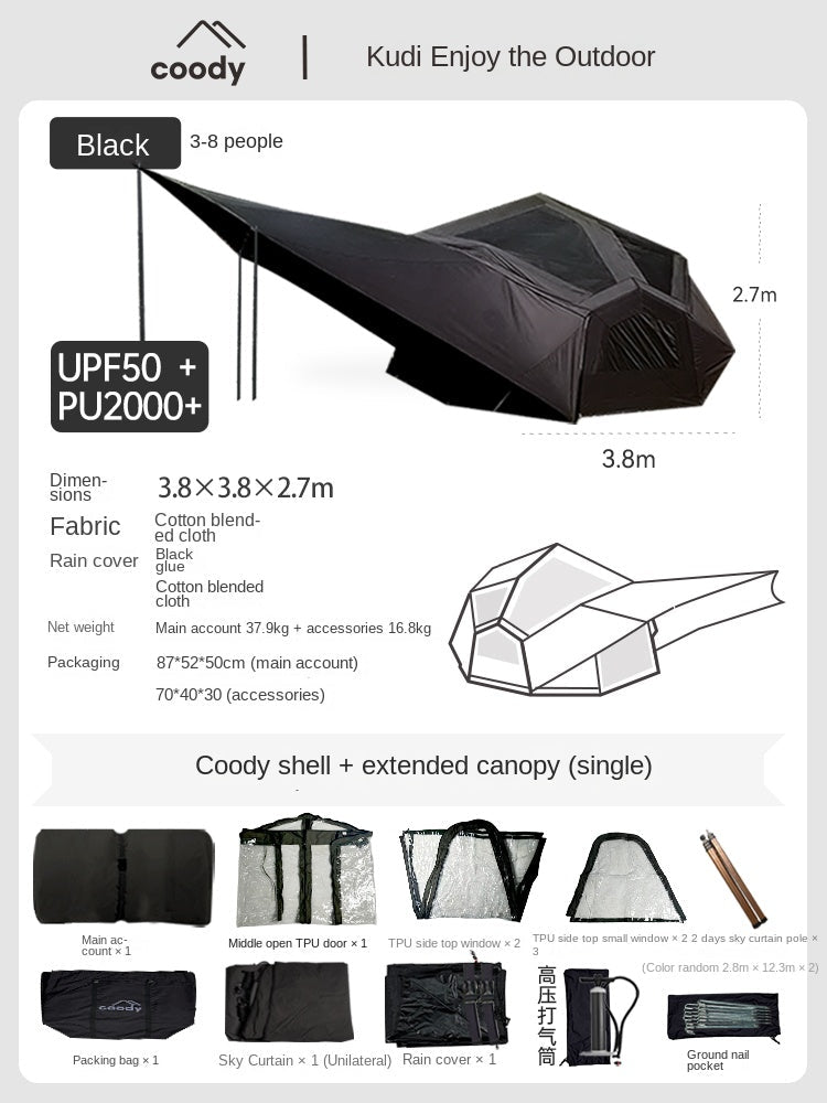 Coody BESTONA AIR Premium Dome Shell Spherical Large Space Air Inflatable Tent Heightened Enlarged All Season Tent Black Beige Army Green