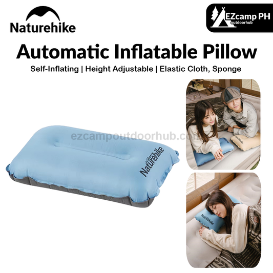 Naturehike Automatic Inflatable Pillow Portable Ultralight Inflating Sleeping Air Sponge Cushion High Elastic Support Skin-Friendly Height Adjustable Travel