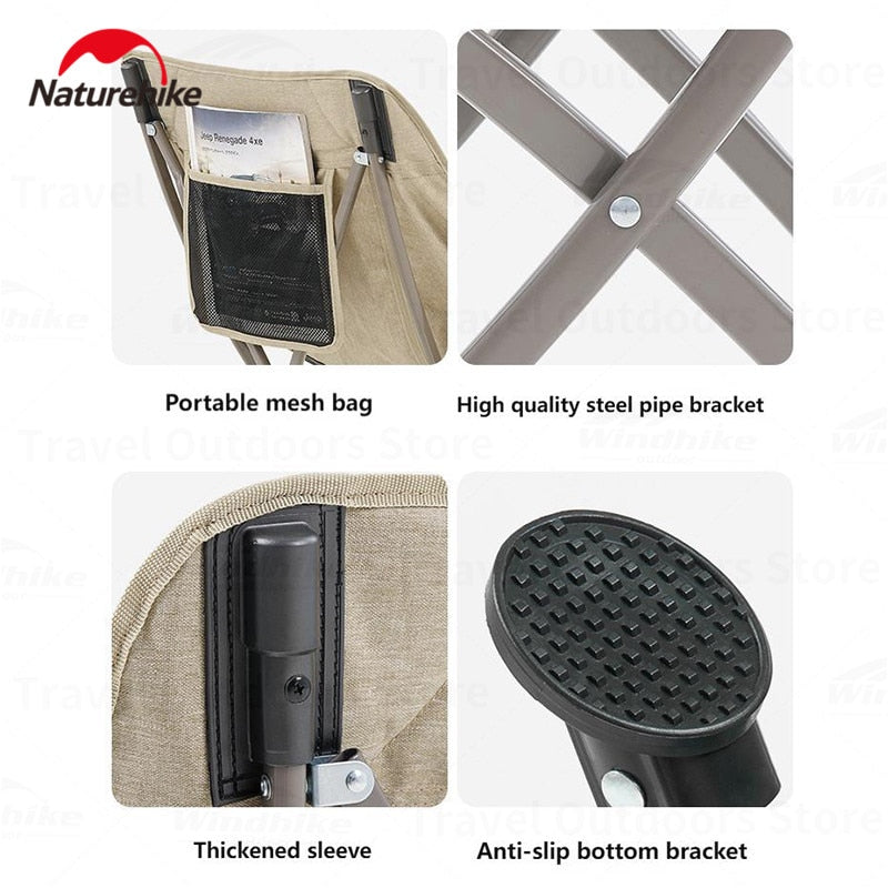 Naturehike STAR MOON Series T02J Camping Portable Folding Moon Chair 120kg Max Load Outdoor Foldable with Storage Bag Upgraded Version STELLALUNA YL04