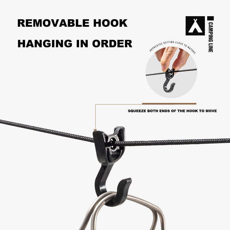 MOBI GARDEN Clothesline Hanging Rope With Hook Portable Ultralight Windproof Rope Outdoor Indoor Camping Travel Heavy Duty Original MobiGarden