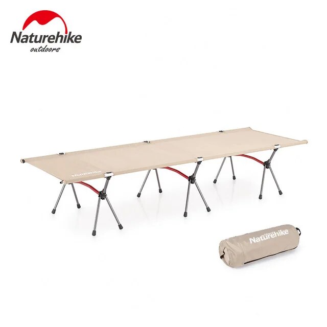 Naturehike High Low Adjustable Folding Bed Easy Assemble Sleeping Military Grade Cot Ultralight Heavy Duty Load up to 150kg Foldable with Storage Bag